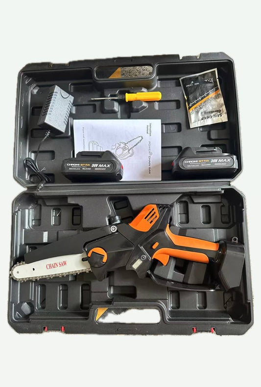 2в1 Акумулаторна Резачка с Автоматично Омасляване + Телескопичен / удължителен прът – регулируема дължина ChromeStar